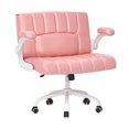 thumbnail image 3 of Flexispot Wide Desk Chair, 4.7" Thick Crisscross Chair with Flip-up Armrest and Leather Seat, Pink, 3 of 6