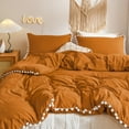 thumbnail image 4 of Move Over Pumpkin Bedding Sets Twin, Pom Poms Pattern, Washed Microfiber, Ultra Soft Rust Duvet Cover Set, No Filling, 4 of 8