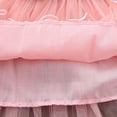 thumbnail image 4 of Kids Girls Dress Summer Short Sleeve Round Neck Mesh Splice Irregular Hemlines Flower Dress Cute Dresses for Girl, 4 of 7