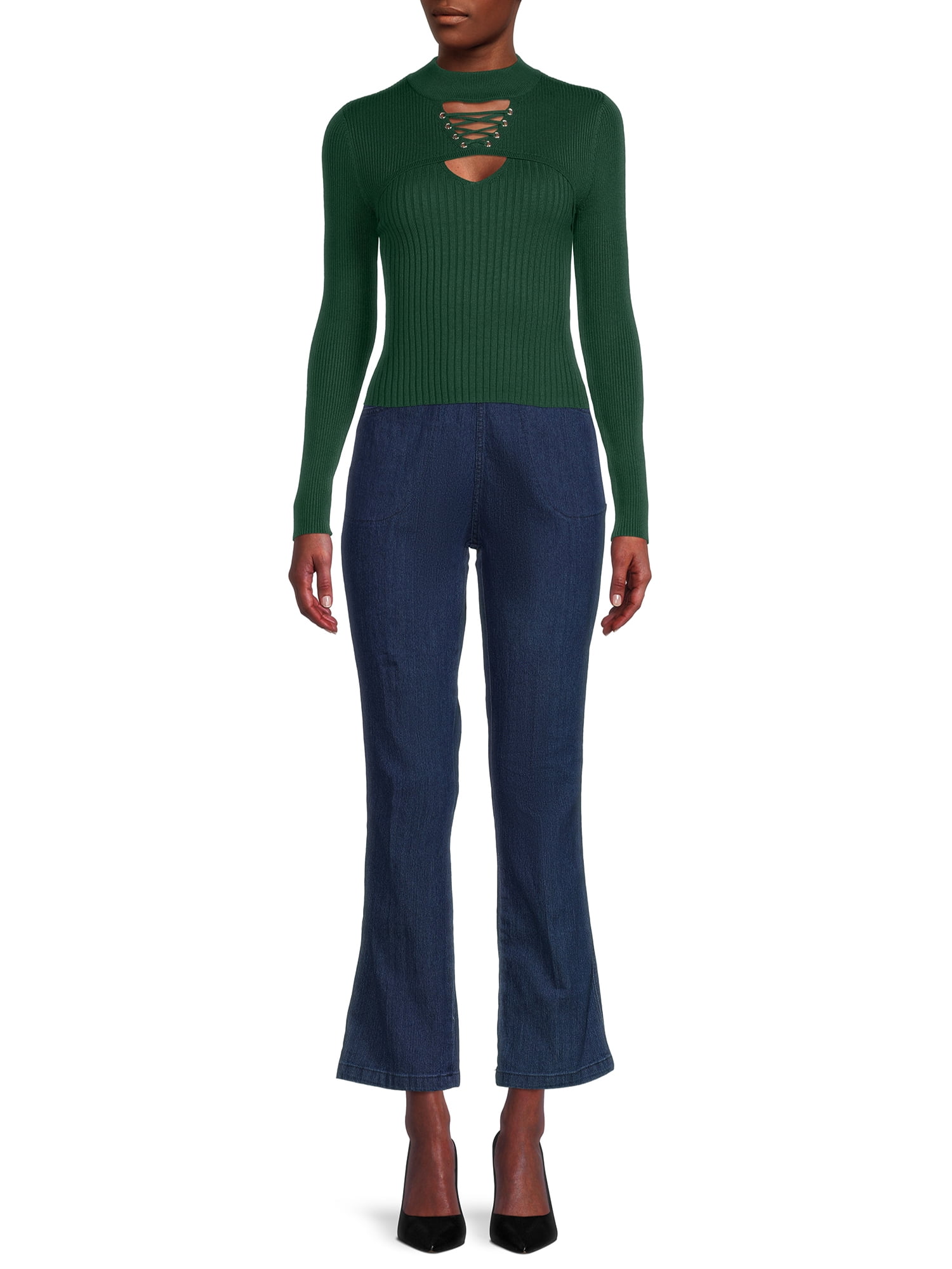 RealSize Women's 4 Pocket Stretch Pull On Bootcut Jeans, Sizes S-XXL, Available in Petite