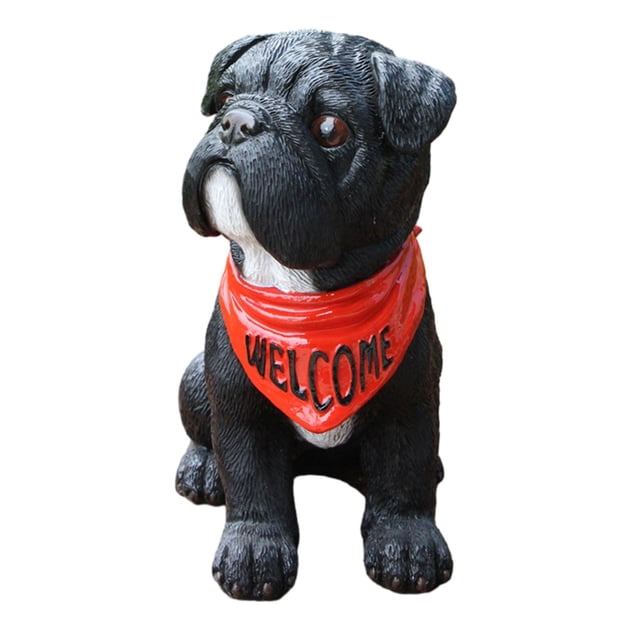 Estatua de perro, adorno de perro, colección de figuras de escritorio, figuras de perro, estatua de animal Negro