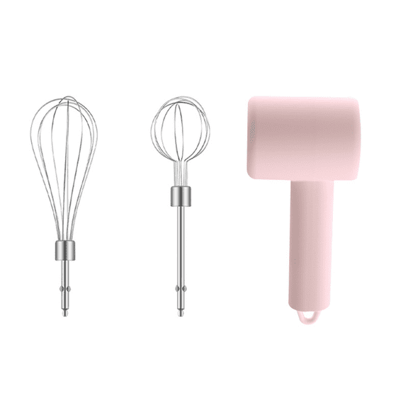 Wireless Electric Egg Beater with Dual Stainless Steel Whisks, USB Rechargeable Hand Mixer for Whipping Cream, Ergonomic Handle, Low Noise, Perfect for Baking, Pink