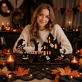 thumbnail image 5 of Halloween Pumpkin Ghost Castle Table Decor, Wooden Insert Sign Figurine Set, Spooky Party Decoration Ornament for Desktop Mantel Shelf Display, 5 of 5