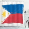 thumbnail image 1 of Ambesonne Filipino Shower Curtain, National Flag, 69"Wx84"L, Cobalt Blue Yellow, 1 of 3