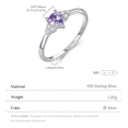 thumbnail image 4 of Anillo Plata Real 925 Con Piedra Amatista Dama Promesa Xtellar plateado, 4 of 4