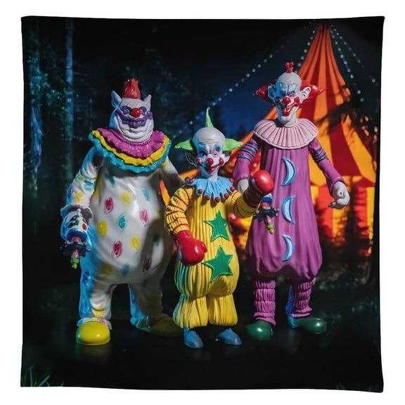 Killer Klowns from Outer Space Clown Tablecloth, Washable Reusable Rectangular Tablecloth Table Cover for Birthday Celebrations And Events, Birthday Party Decorations 55"x55"