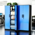 thumbnail image 3 of SUNCROWN Metal Storage Cabinet, 72" Tall Locking Storage Cabinet with 2 Doors and 4 Adjustable Shelves, Steel Tool Locking Cabinet for Home Office, Warehouse, School (Black Blue), 3 of 8