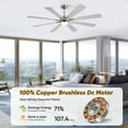 thumbnail image 6 of 72 inch Large Ceiling Fan with Remote, 5 Color Temperature LED Dimmable Light, 8 Double-sided Blades, 6 of 8