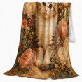 thumbnail image 2 of Charming Ginger Tabby Kitten Among Vintage Blooming Roses, Cozy Botanical Garden Scene, Warm Flannel Blanket for Living Room and Bedroom, Cat Lovers Just Because Gift, Botanical Home Decor, 2 of 9