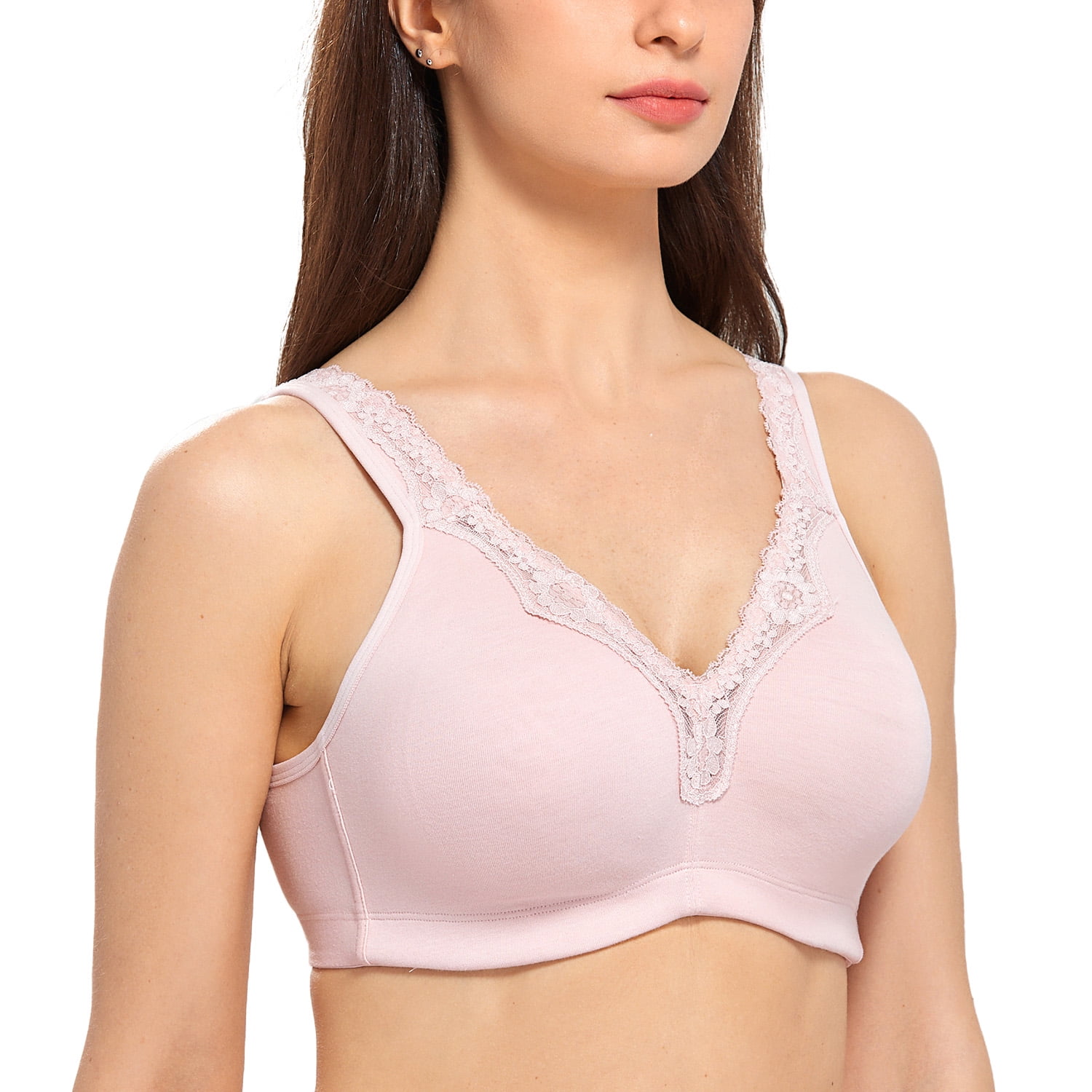 Exclare Womens Plus Size Non Padded Comfort Cotton Wirefree Everyday Bra