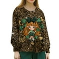 thumbnail image 3 of yuCgh Women's St. Patrick's Day Printed Long Sleeve Single Breasted Top, Casual Work Uniform, Nursing Shirt for Women,Brown L, 3 of 4