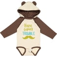 thumbnail image 3 of Inktastic Here Comes Trouble, Mustache, Moustache Boys or Girls Long Sleeve Baby Bodysuit, 3 of 5