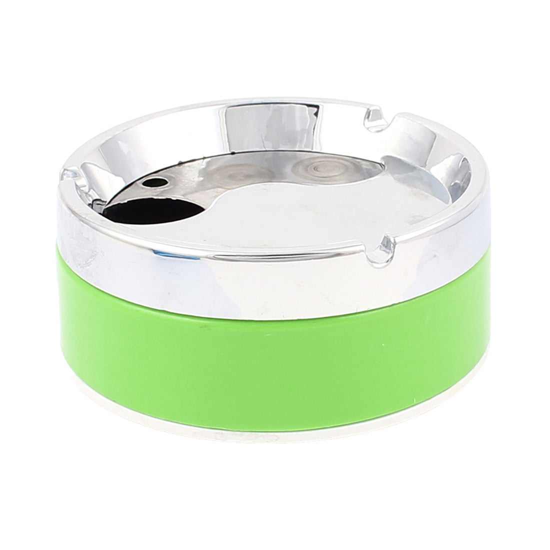 Mirrored Lid Plastic Ash Container Cigarette Ashtray Green Silver Tone