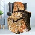thumbnail image 4 of Forest Soft Flannel Fleece Throw Blanket, Body of Old Tree ling Botany Woodsy Roots Falling Maple Leaf Design Print, Cozy Plush for Indoor and Outdoor Use, 60" x 80", Orange Brown, by Ambesonne, 4 of 5