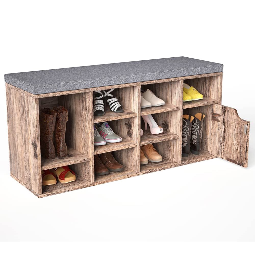 LGHM Shoe Storage Bench, Entryway Bench with Cushion with Adjustable