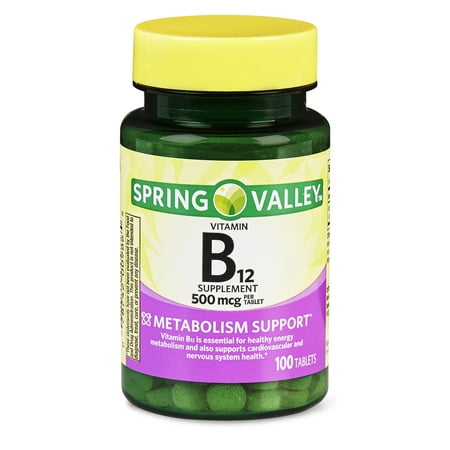 (2 Pack) Spring Valley Vitamin B12 Tablets, 500 mcg, 100 (Best Source Of Vit B12)