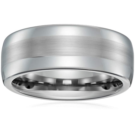 Men s Sapphire Tungsten with Diamond Finishing 8mm Wide White Ring