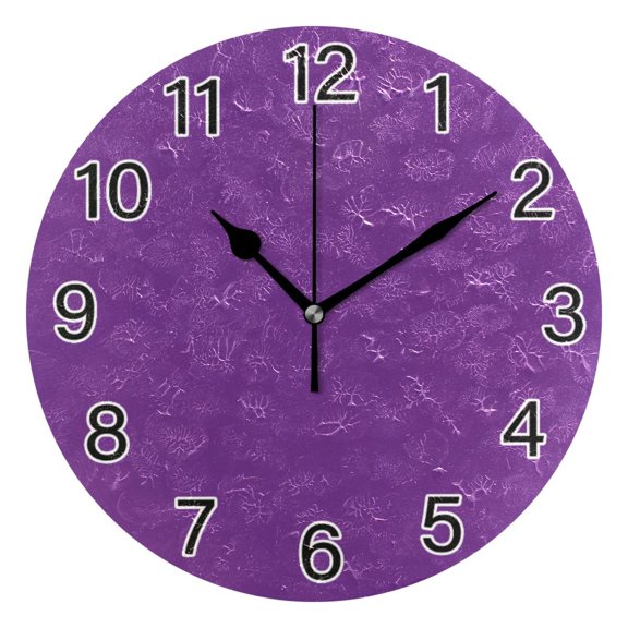Ryvnso Purple Solid Color Wall Clock Non Ticking Silent Kitchen Clock Battery Operated Clocks 10 inch
