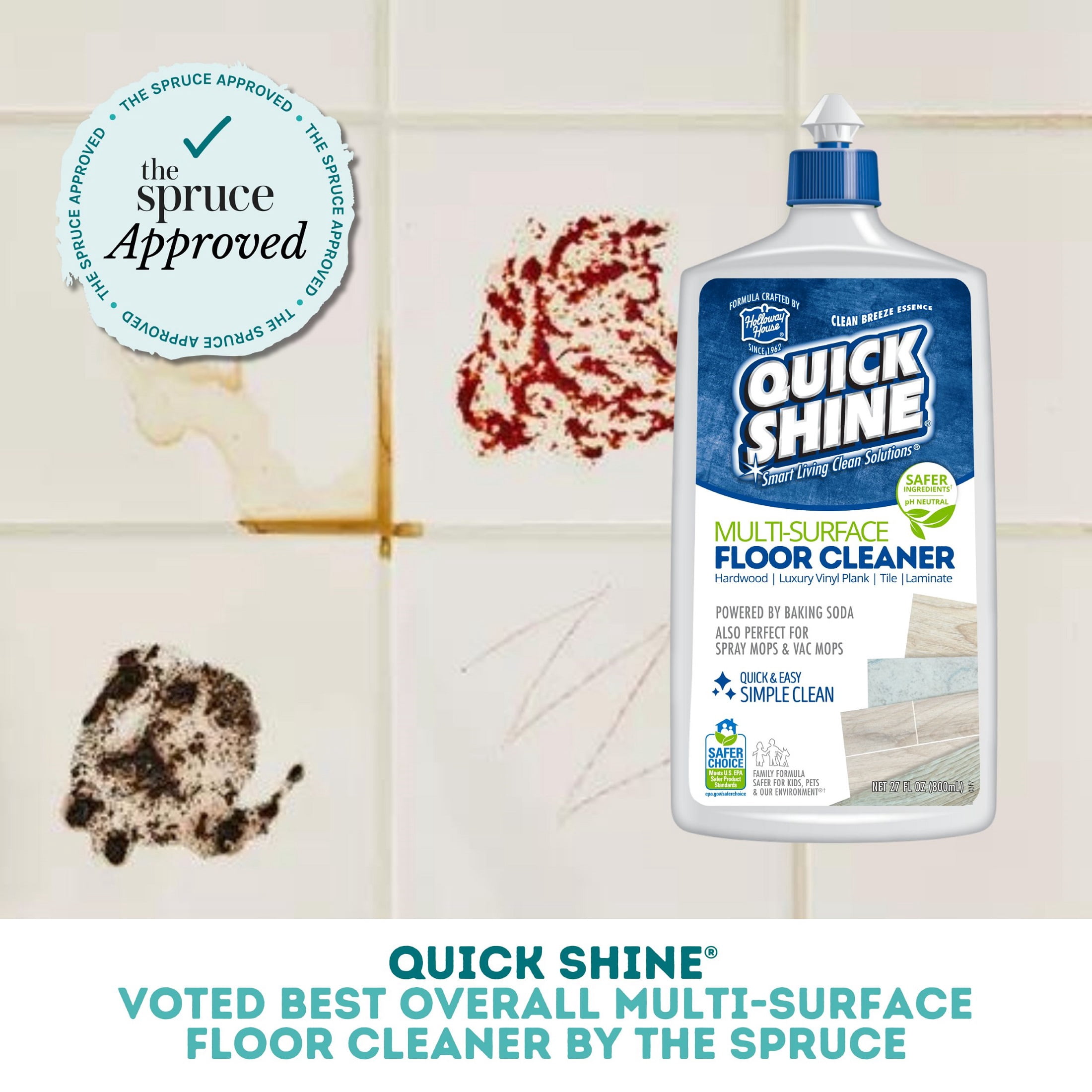 (2 pack) Quick Shine Multi-Surface Floor Cleaner, Ready-to-Use, PFAS-Free & Safer Choice, Fresh Scent 27 fl oz