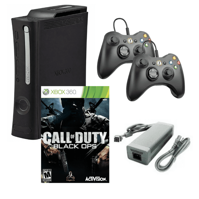Microsoft Xbox 360 Elite Game Console with Two Retrofam Controllers and Call of Duty Black Ops (Refurbished)