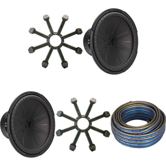 Kicker 15 Inch Comp R Woofer Includes Two 48CWR152 w/ Grills & Speaker Wire Package
