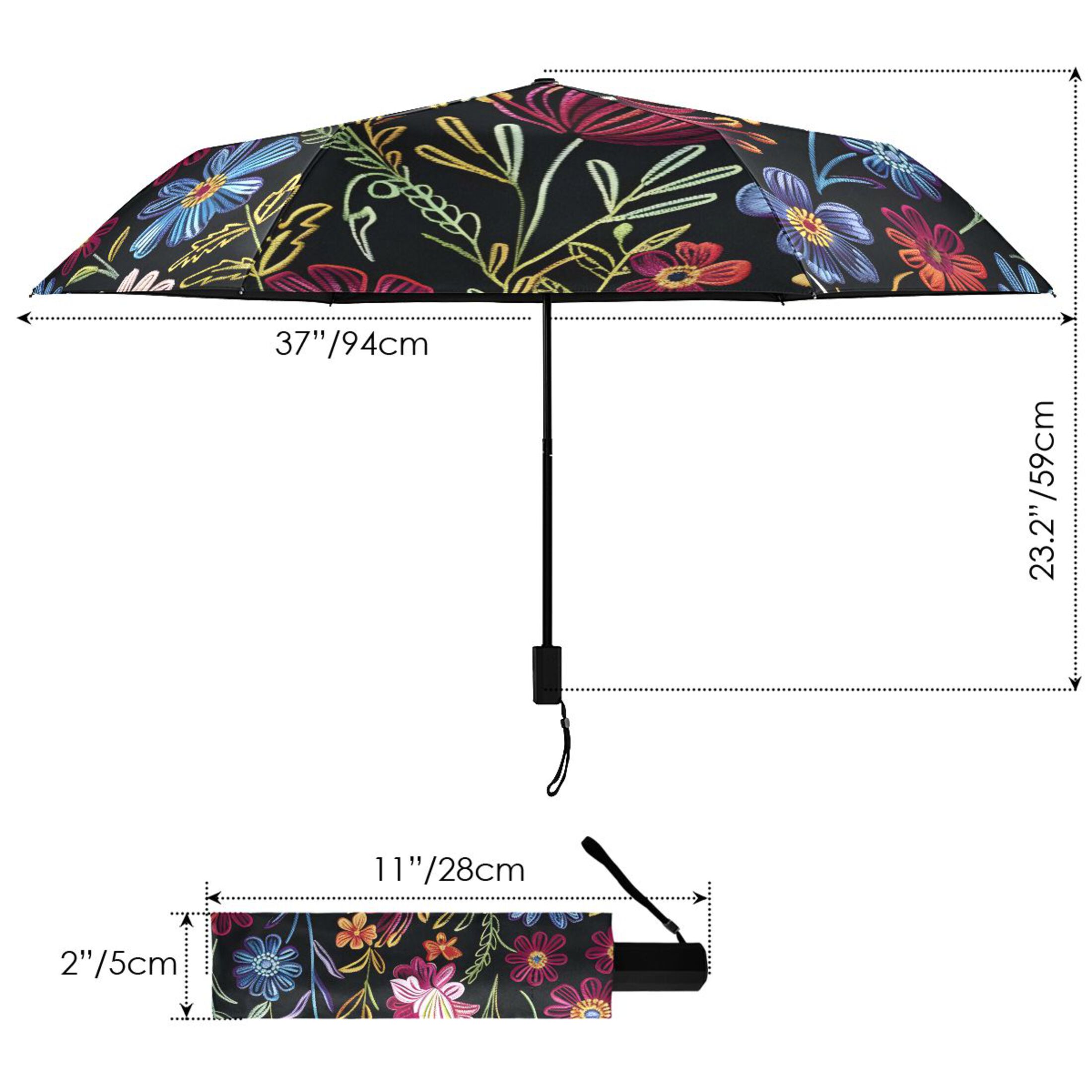 ALAZA Retro Flowers Vintage UPF 50+ Compact Folding Umbrella for Rain Travel Umbrella Packable