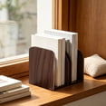 thumbnail image 6 of Book Ends, Wooden Book Stands with Heavy Duty Base Decorative Book Organizers for Shelves Desk Office Home Modern Minimalist Book Holders 1 Piece, 6 of 7