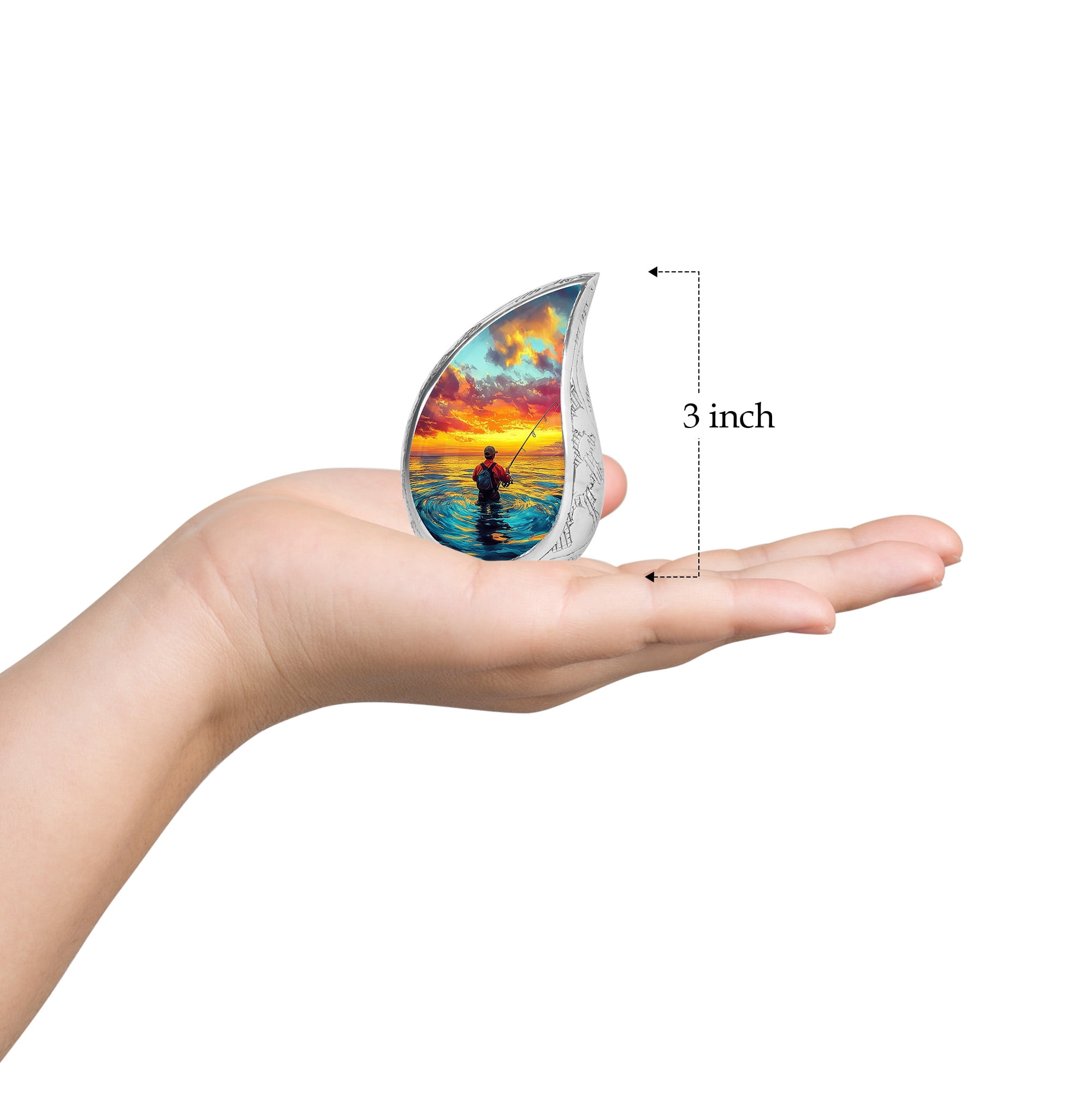 SABURIAL Fishing Urn - Small Funeral Urn - 3 Inch - Pack of 4 - Unique Urns for Human Ashes - Human Remains for Mom & Dad - Decorative Urns for Men & Women