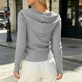 thumbnail image 4 of FAIWAD Hoodies for Women Zip Up Long Sleeve Fitted Ribbed Cardigans Slim Stretch Athletic Workout Outdoor Sweatshirt, 4 of 8