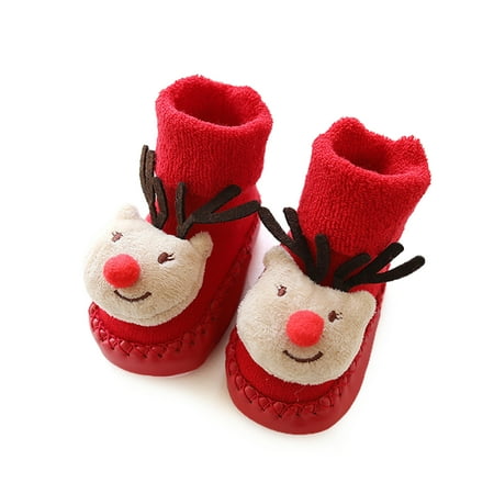 

Huntermoon A Pair Of Christmas Baby Non-Slip Toddler Children S Red Floor Socks