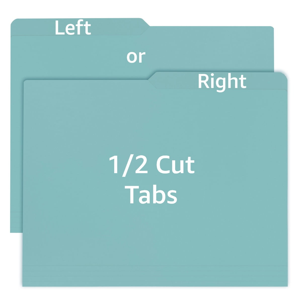 UOFFICE Letter Size 1/2 Cut Tab End Tab File Folders, 100 Count, 1 Pack, Blue