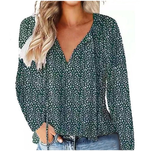 CEHVOM Chemise en Chiffon Décontractée à Col en V Fragmentée Manches Courtes pour Femmes en Solde