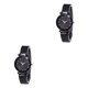 thumbnail image 3 of Guardurnaity Reloj de cuarzo con esfera de estrella Reloj de de metal de cuarzo analógico casual clásico para mujer con correa de acero negro 2piezas, 3 of 6
