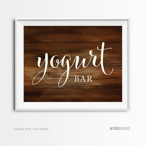 Yogurt Bar Rustic Wood Wedding Party Signs