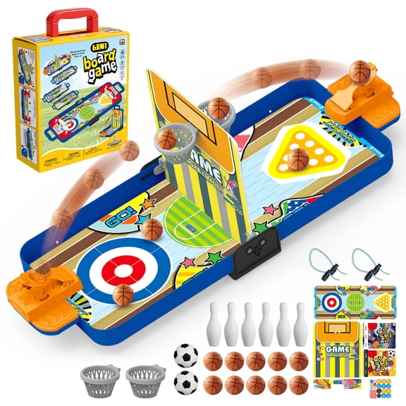 Hope Wood 6-in-1 Mini Ball Soccer Board Game, Interactive Tabletop Sports Game for Kids Ages 3-12, Indoor Family and Party Game, Birthday Gift for Boys and Girls