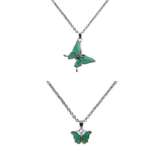 Collar Emoción Fernando Colgante de Mariposa Cambio de Color 2 Piezas