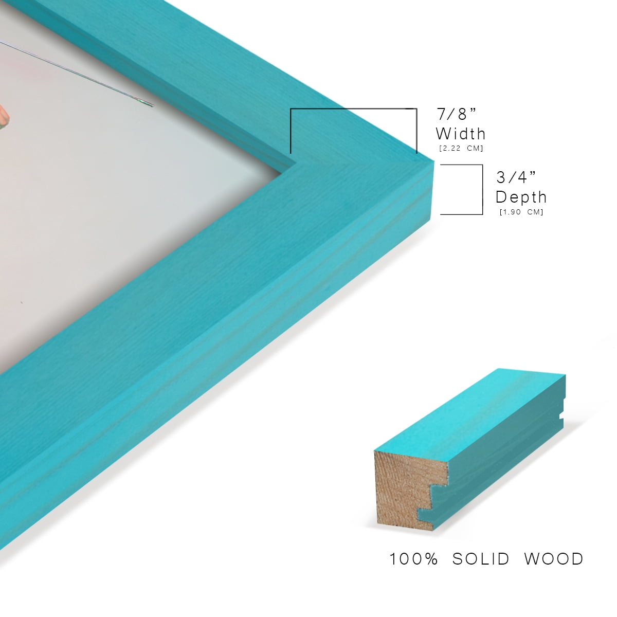 11x14 Wood Grain Picture Frame - Cyan