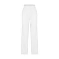 thumbnail image 5 of Women's Casual Elastic Waist Pocket Pants Trousers Slacks Solid Color Full Length Comfortable Flowy Lounge Wear for Daily Work Office Travel Essentials | Aestivo,White M, 5 of 9