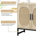 thumbnail image 5 of Glavbiku New Modern 2 Rattan Arched Door Sideboard,Accent Cabinet with Metal Leg,Light Oak,31in L, 5 of 14