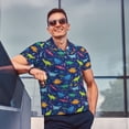 thumbnail image 4 of Pofeuu Dinosaurs Adventure Print Men's Loose Fit Midweight Short-Sleeve Pocket Polo-X-Large, 4 of 6