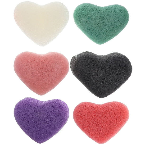 Esponjas de limpieza Facial de 6 uds, esponja exfoliante en forma de corazón, esponja Facial Konjac, depurador Facial