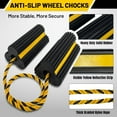 thumbnail image 5 of 2 Pairs Wheel Chocks Heavy-Duty Rubber Wheel Block Non-Slip Base with Nylon Rope Yellow Reflective Tape - 4 Pack Wheel Stopper for Travel Trailers, Car, Camper, Truck, Black, 5 of 6