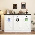 thumbnail image 6 of JassmiPkwy Tilt-Out Trash Cabineat, 3x13 Gallons Wooden Kitchen Trash Can Cabinet with Hideaway Drawer, Freestanding Garbage Recycling Cabinets, Pet-Proof, Power Outlets, 59 Inches, White, 6 of 8