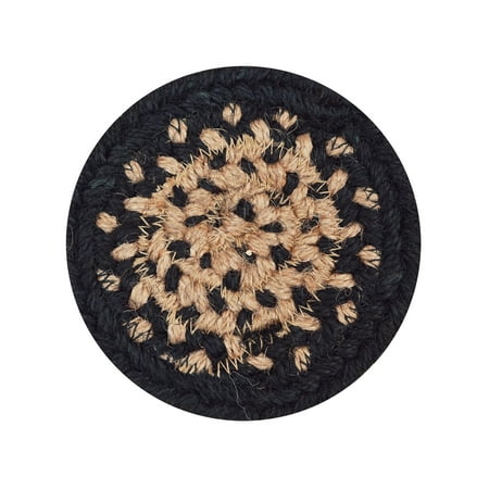 

Homespice Manchester 4 ( Set of 6 ) Black Coaster Primitive Handmade Woven Coasters for Table Protection Room Bar & Party