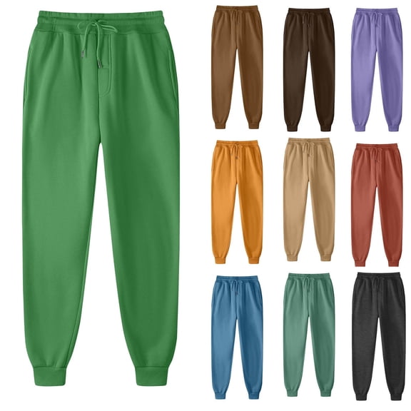 Xcmzpl Mens Sweatpants Cinch Bottom Joggers Pants Elastic Drawstring Waist Sweat Pants Solid Baggy Athletic Bottoms with Pocket