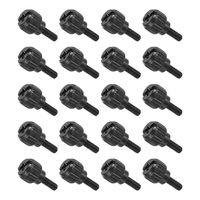 20 Pcs M3x8mm Computer Case Thumbscrews, Carbon Steel Knurled Screw, Black
