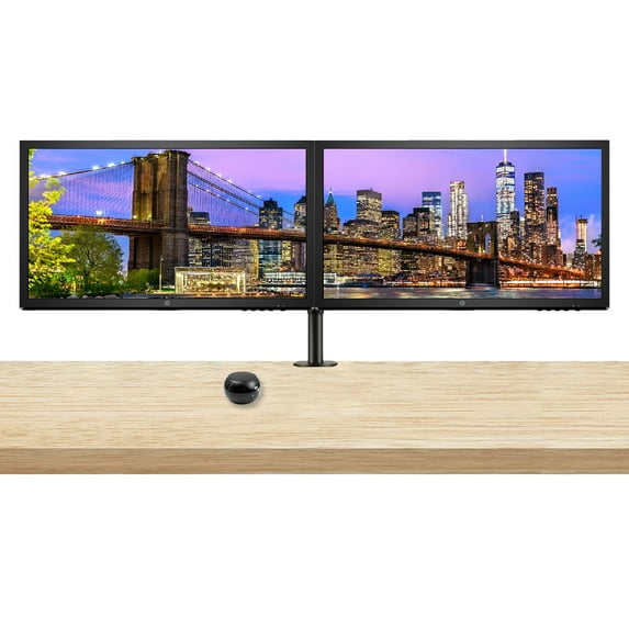 HP V24 24 inch TN Full HD 1920 x 1080 LED Backlit LCD Monitor 2-Pack Bundle with HDMI & VGA ports, FreeSync, 75Hz Refresh Rate, Low Blue Light, Desk Mount Clamp Dual Monitor Stand, & Mini Speaker