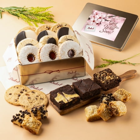 Dulcet Gift Baskets “Get Well Soon” Assortment Tin Box- Delicious Gourmet Confection Gift Set