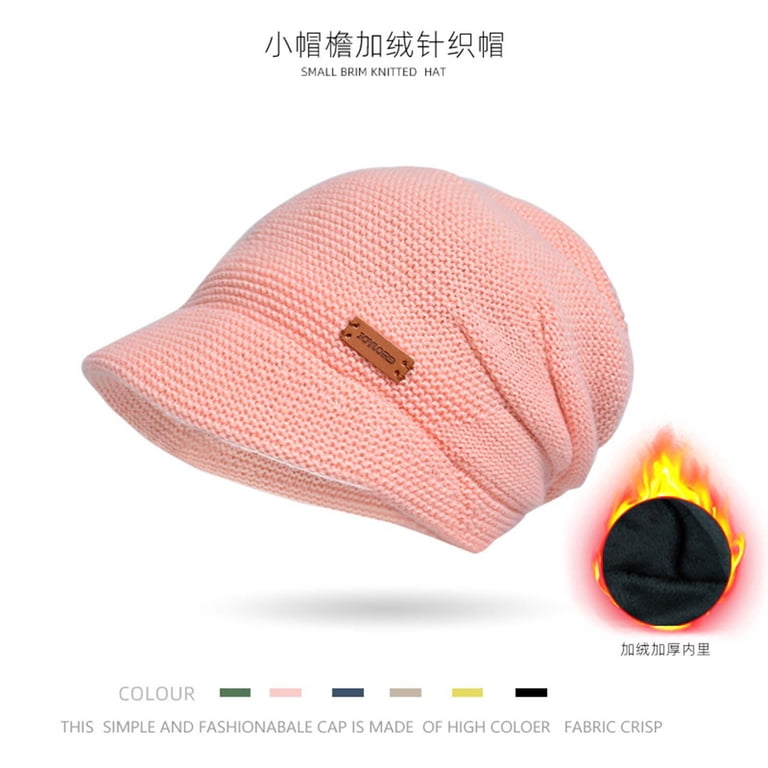 Honeeladyy Womens Oversized Slouchy Knit Hat with Visor Brim 