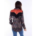 thumbnail image 2 of Scully HC871-BLK-XS Women Feather Print with Fringe & Cont. Yoke, Black - Extra Small, 2 of 2
